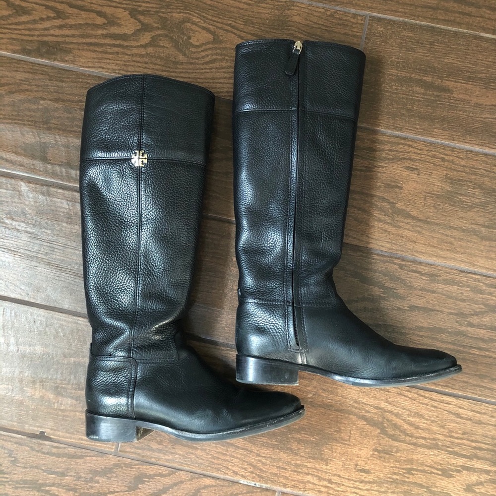 TORY BURCH JOLIE BLACK RIDING BOOTS SIZE 7